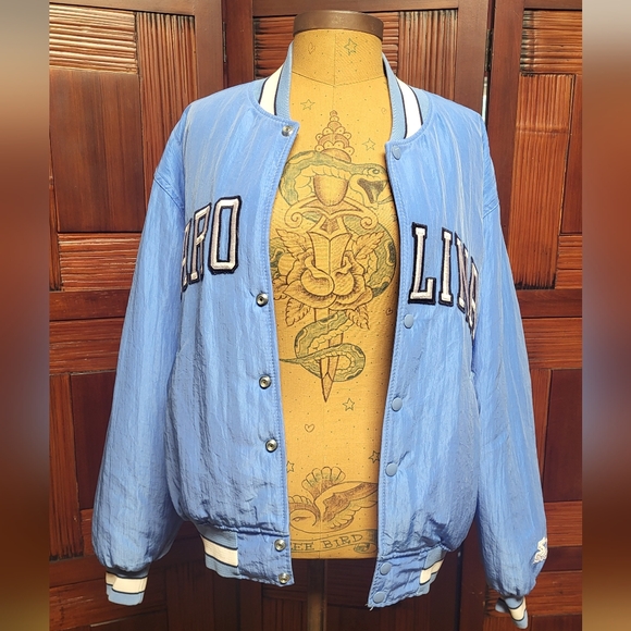 Vintage Mens 90s Carolina Tarheels Puffy Varsity Bomber Jacket  Size Medium - Picture 8 of 13